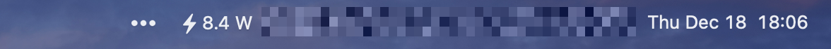 PowerWatt shown in the macOS menu bar displaying watts